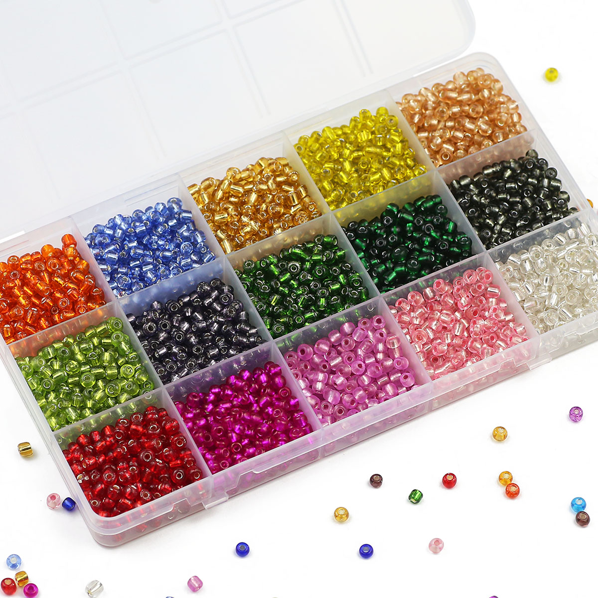 15 Colors Kit Transparent 2/3/ - огляд і ціна Glass Seed Beads 2Mm Jewelry Making