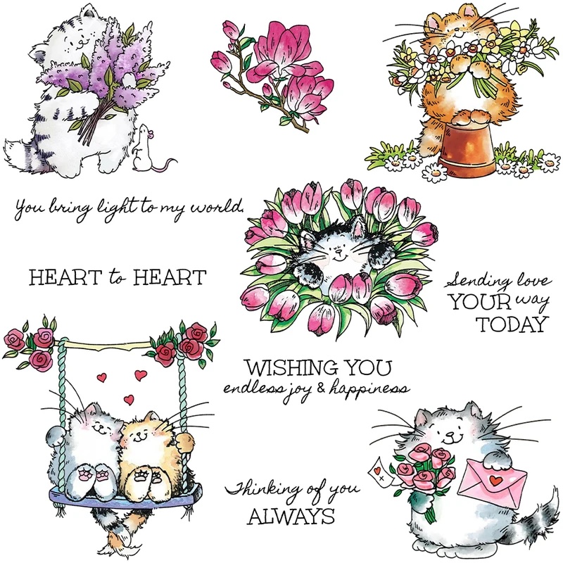 Suncraft Cute Kitty Cats And F - огляд і ціна Clear Silicone Stamps For Card Making