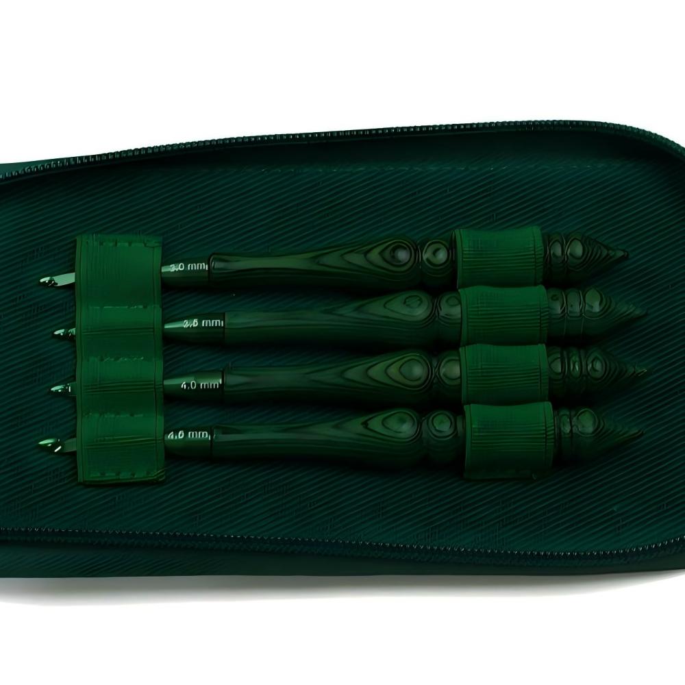 Crochet Hook Set Green Synthet - огляд і ціна Wooden Crochet Hooks Ergonomic Handle