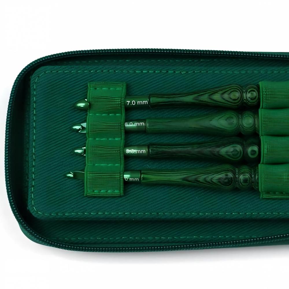 Crochet Hook Set Green Synthet - огляд і ціна Wooden Crochet Hooks Ergonomic Handle