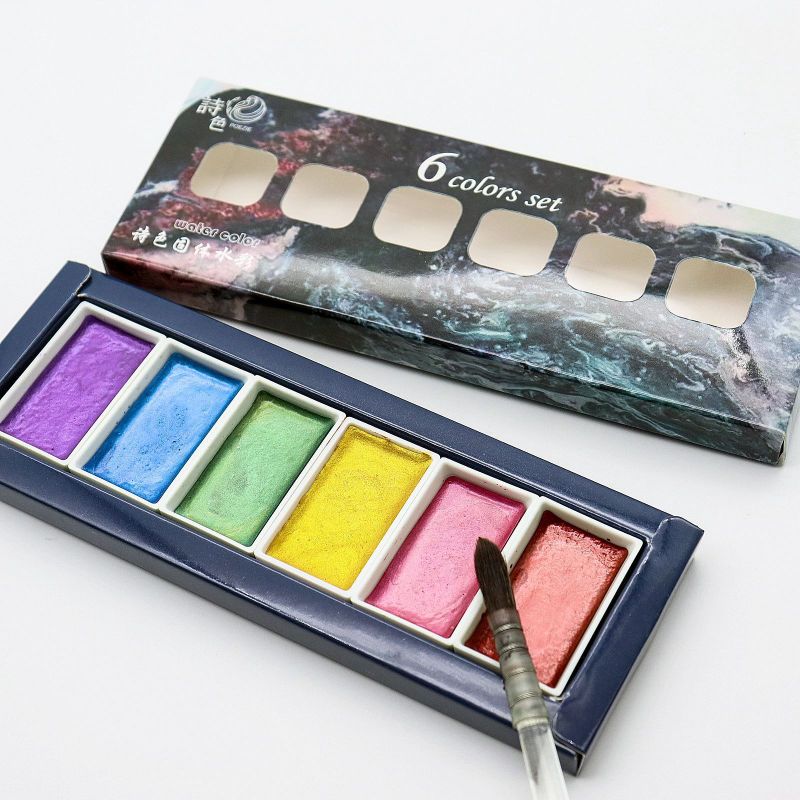 6-color Water-soluble Metal Pe - огляд і ціна Watercolor Paint Set Solid Pigment