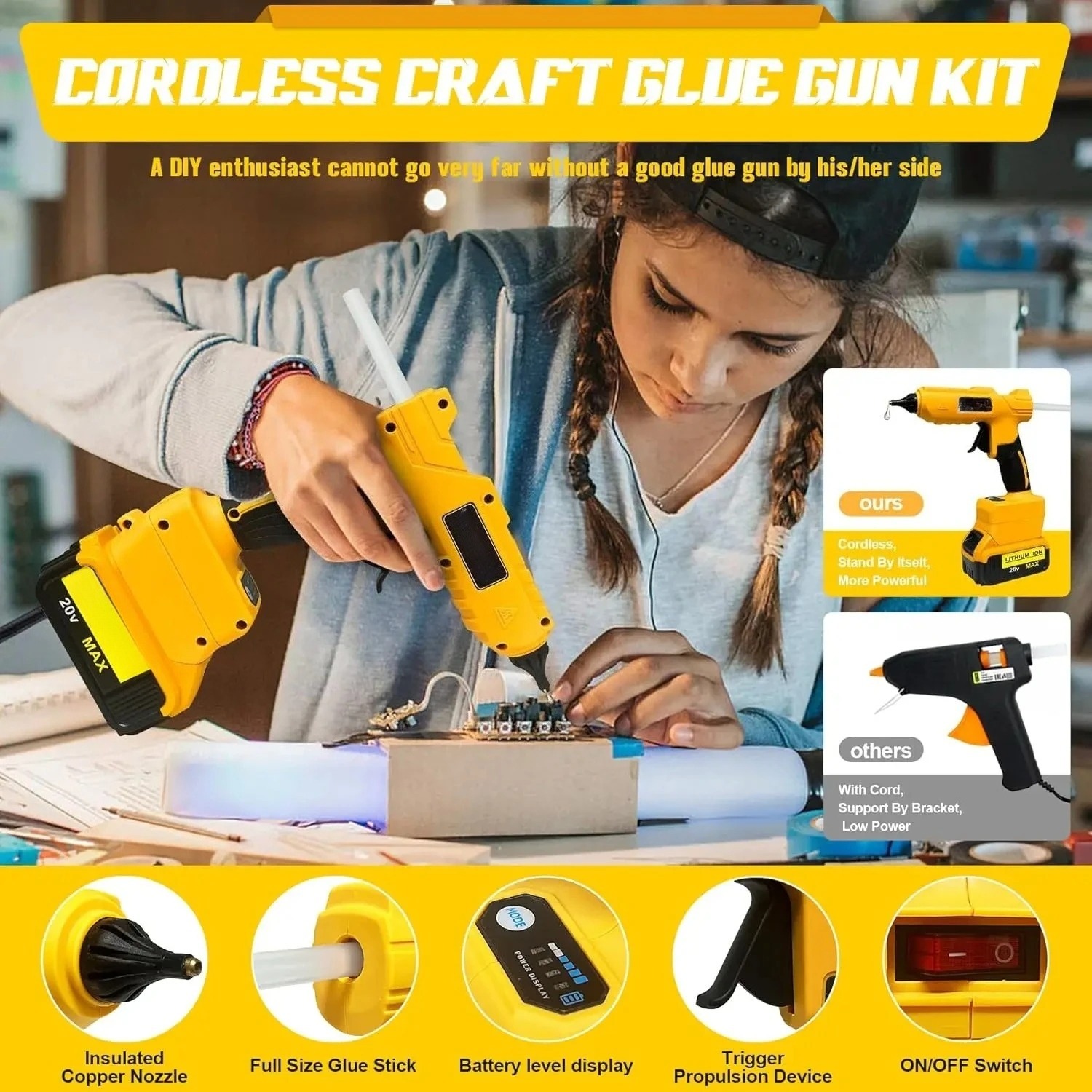 Cordless Electric Handheld Hot - огляд і ціна Hot Melt Glue Gun Cordless