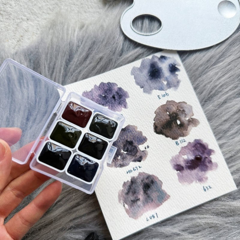 6 Colors 1ml White Night Colle - огляд і ціна Watercolor Paint Set Solid Pigment